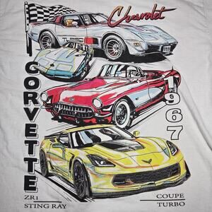 Corvette Chemistry Shirt White Graphic Short Sleeve Cotton LARGE Vintage Retro